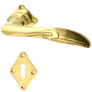Türbeschlag gold aus Messing poliert rautenförmiges Design